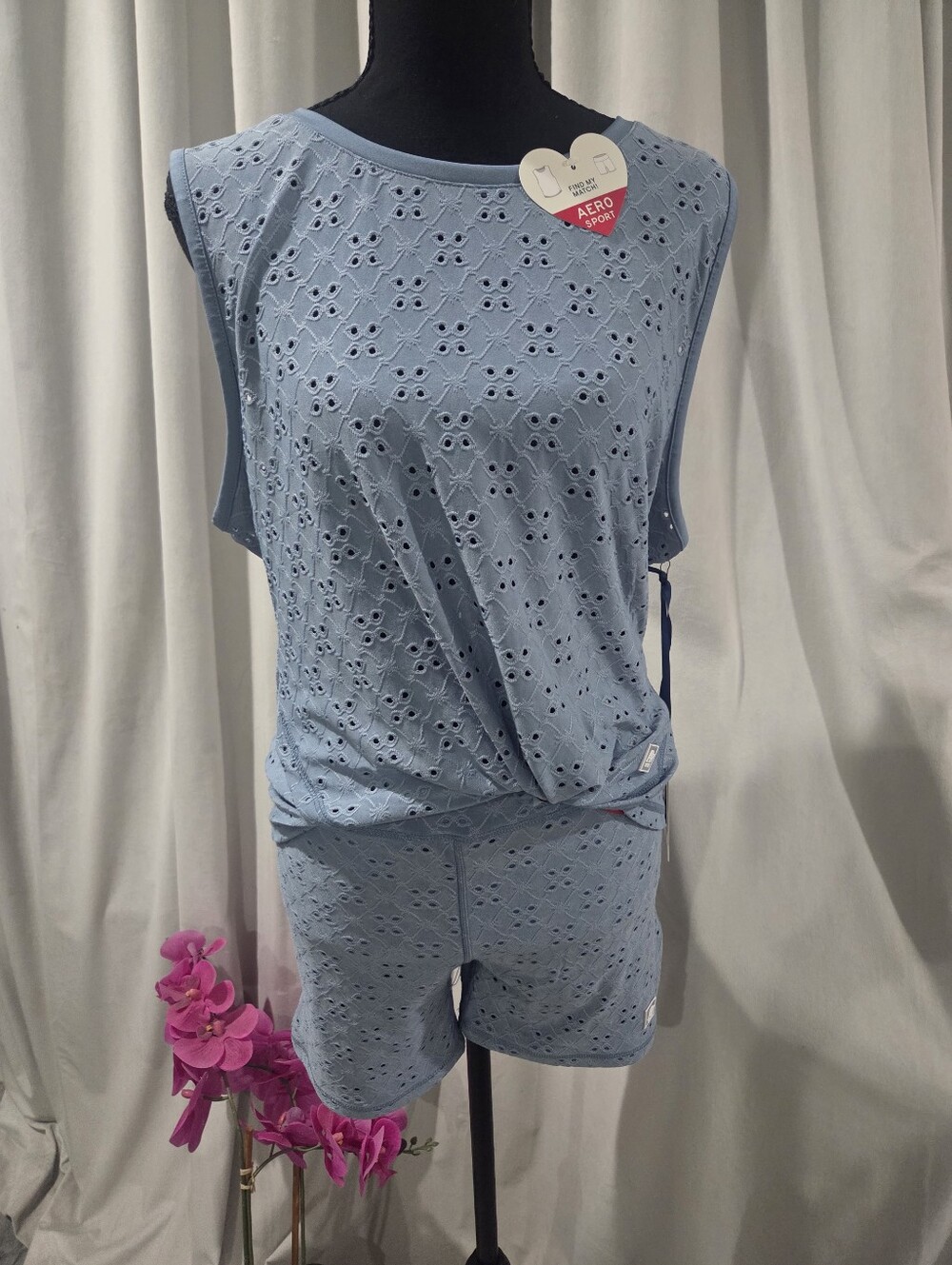 Aeropostale Sport Light Blue Eyelet Performance Shorts